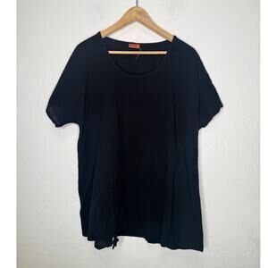 Oh My Gauze! Ana Tunic Blouse Women Size 3 Cinched Cotton Lagenlook Light Black
